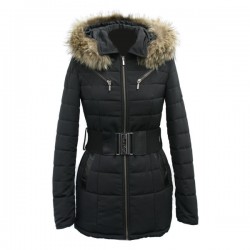 Dames Jas Carlo sacchi stof met Bontkraag 007 zwart Dames Jas Carlo sacchi stof met Bontkraag 007 zwart