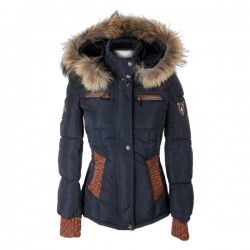 Damesjas Milan Feronetti met Bontkraag Blauw 88 Damesjas Milan Feronetti met Bontkraag Blauw 88