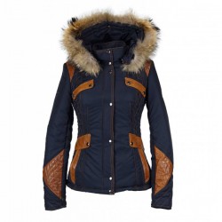Dames Jas Milan Feronetti met Bontkraag Eleya blauw Dames Jas Milan Feronetti met Bontkraag Eleya blauw