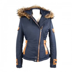 Dames Jas Carlo sacchi met Bontkraag Jennifer blauw Dames Jas Carlo sacchi met Bontkraag Jennifer blauw