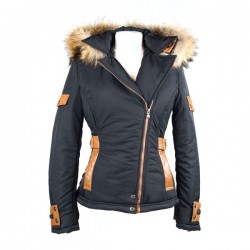 Dames Jas Carlo sacchi stof met Bontkraag Jennifer zwart Dames Jas Carlo sacchi stof met Bontkraag Jennifer zwart