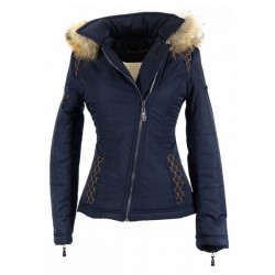 Dames Jas Carlo sacchi met Bontkraag model 66 blauw Dames Jas Carlo sacchi met Bontkraag model 66 blauw