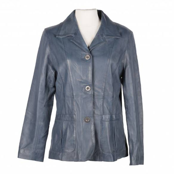 Beg Discipline borst Leren jas Dames Blazer Blauw Makh