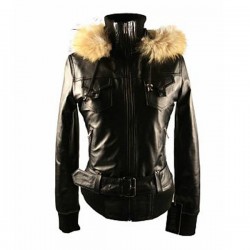 Leren Dames jas met Bontkraag zwart Cruz5 Leren Dames jas met Bontkraag zwart Cruz5