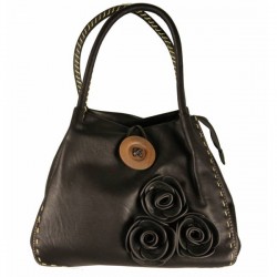 Dames tas zwart met bloemetjes B18